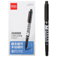 齐心 ZG0009 小双头记号笔 线幅0.5-1.5mm 黑 12支装