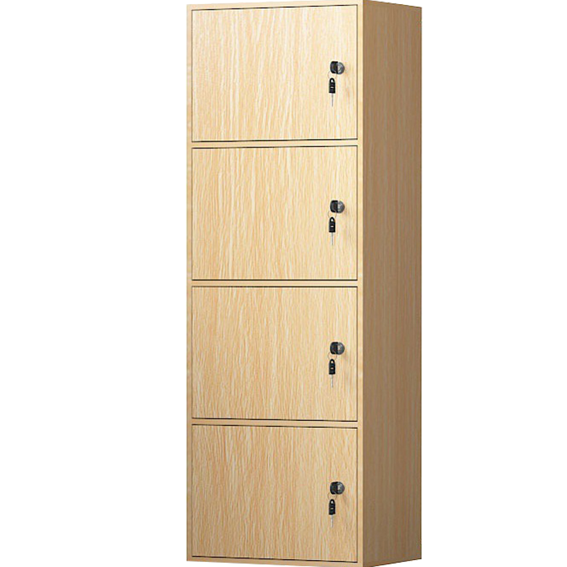 鋆珑 带锁储物柜板材原木色 4格 组