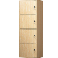 鋆珑 带锁储物柜板材原木色 4格 组