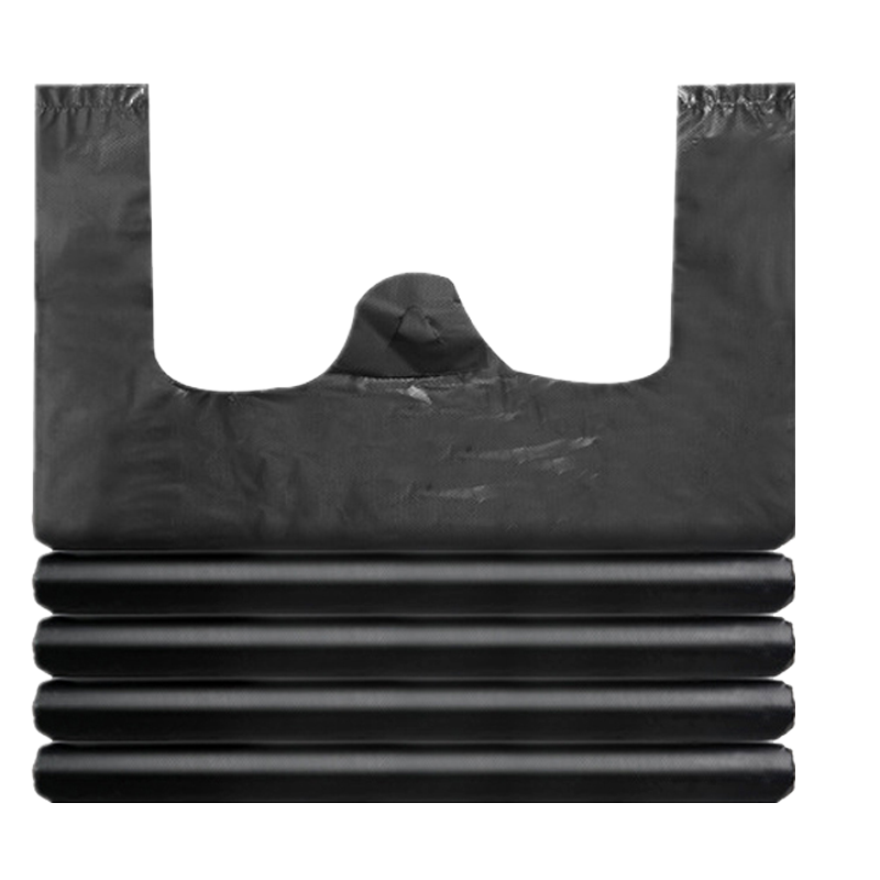 旭目竹 手提背心式黑色一次性加厚垃圾袋 宽36*55cm 个