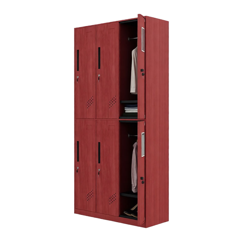 豫众诺 钢制更衣柜 红木纹六门更衣 台