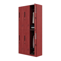 豫众诺 钢制更衣柜 红木纹六门更衣 台