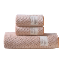 洁丽雅毛巾礼盒毛巾*2+浴巾*1菠萝格加厚家用柔软吸水浅咖W30872+W3088