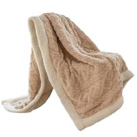 洁丽雅毛毯200*230cm加厚双面盖毯沙发毯披肩毯卡其色JF-240001
