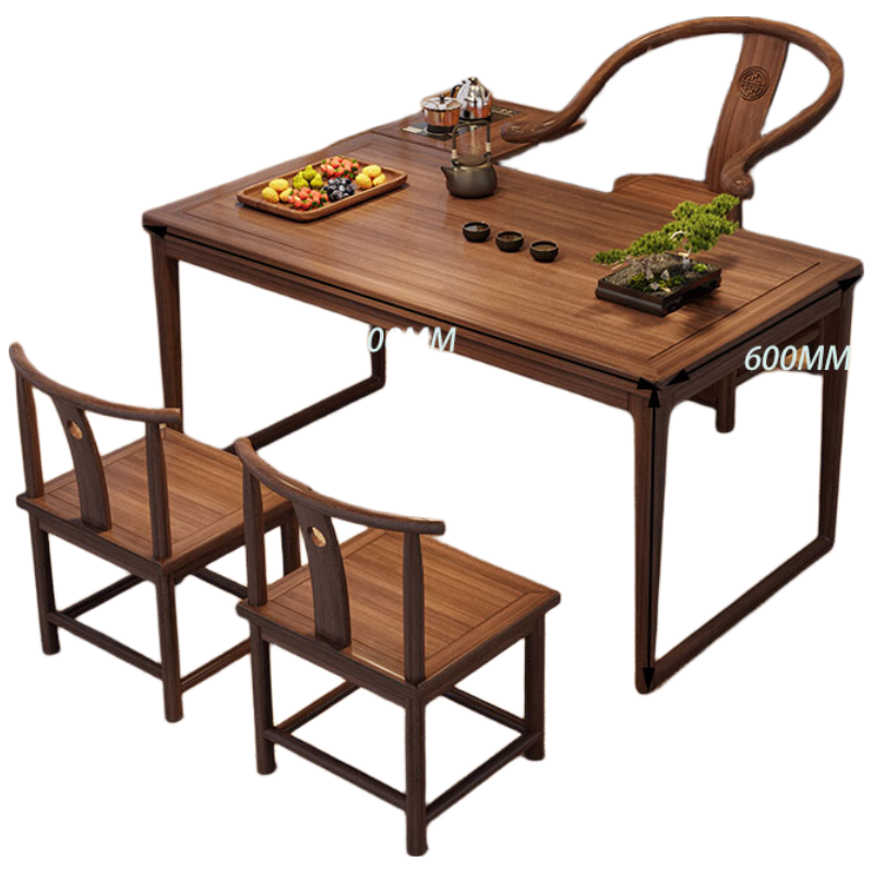 戴劲实木茶桌组合实木客厅家用简约小茶台新中式1.2素茗+1围椅2月牙