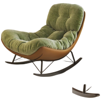 晋舰单人摇摇椅懒人沙发可躺可睡摇椅客厅阳台躺椅[绿色]棕色底座