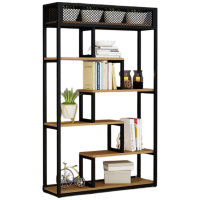 锦北铁艺置物架绿植花架隔断收纳架书架办公室餐厅装饰架 五层长80cm