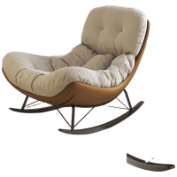 晋舰单人摇摇椅懒人沙发可躺可睡摇椅客厅阳台躺椅[灰色]棕色底座