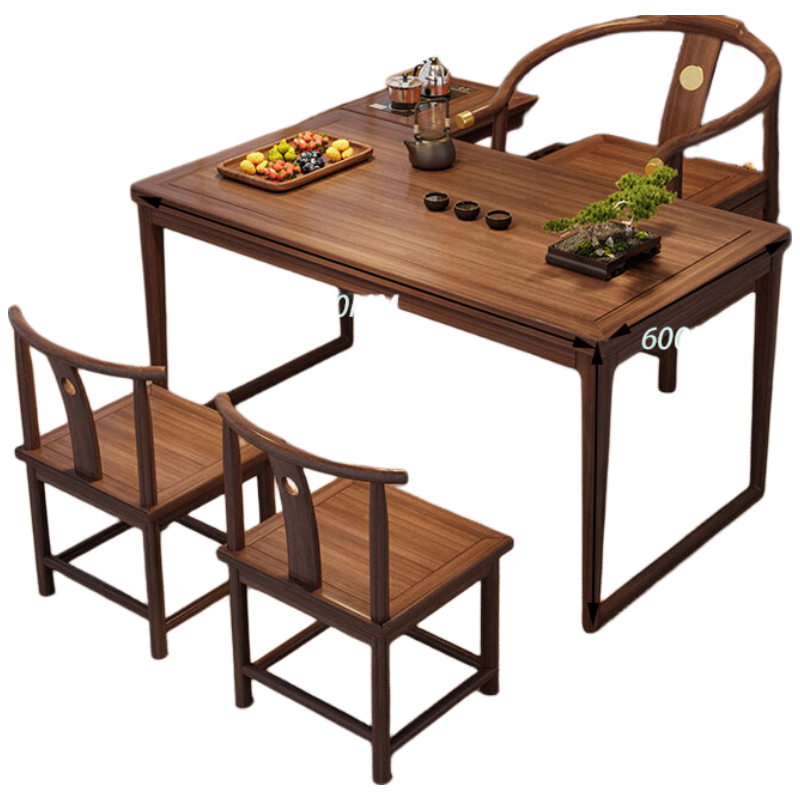 戴劲茶桌组合实木客厅家用简约小茶台新中式1米素茗皇冠椅2月牙椅边柜