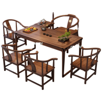 戴劲茶桌组合实木客厅家用简约小茶台新中式1.4素茗+1皇冠椅4围椅边柜