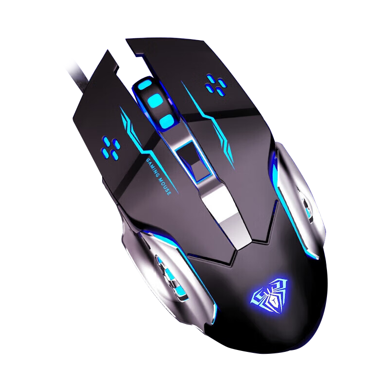 狼蛛S20鼠标电竞游戏宏编程有线机械轻音电竞台式笔记本通用滑鼠白色[有声]