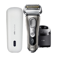博朗BRAUN四刀头往复式电动剃须刀9385cc+pc 银灰色45分钟长效续航带旅行锁设计