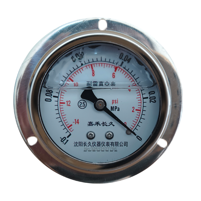 嘉禾长久 耐震真空压力表轴向带边检测型 YTN60ZT -0.1-0Mpa 块