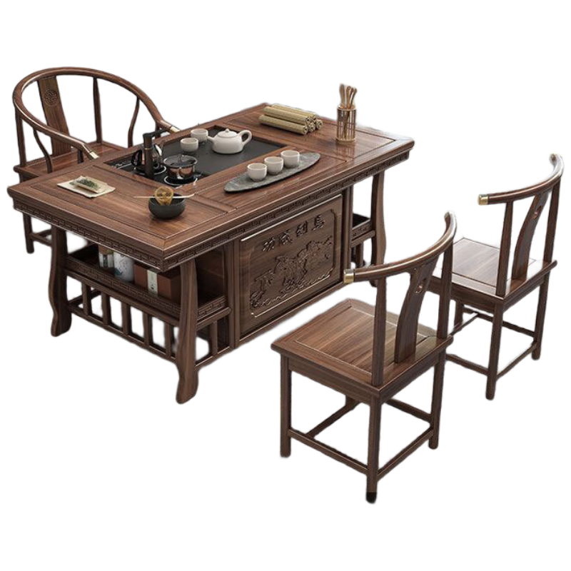 戴劲 茶台小型泡茶桌椅组合阳台茶几茶具套装一体 1.26米+围椅+2月牙