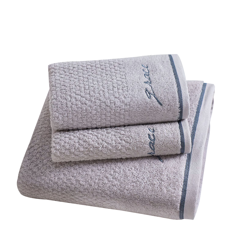 洁丽雅毛浴巾组合装干爽透气细腻厚实饱满灰色7254/7253