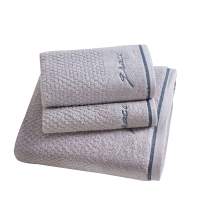 洁丽雅毛浴巾组合装干爽透气细腻厚实饱满灰色7254/7253
