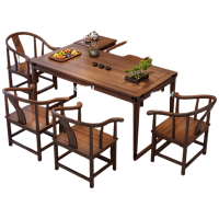 戴劲茶桌组合实木客厅家用简约小茶台新中式1.4素茗+1梳子椅4围椅边柜