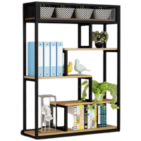 戴劲铁艺置物架绿植花架隔断收纳架书架办公室餐厅装饰架 四层长100cm