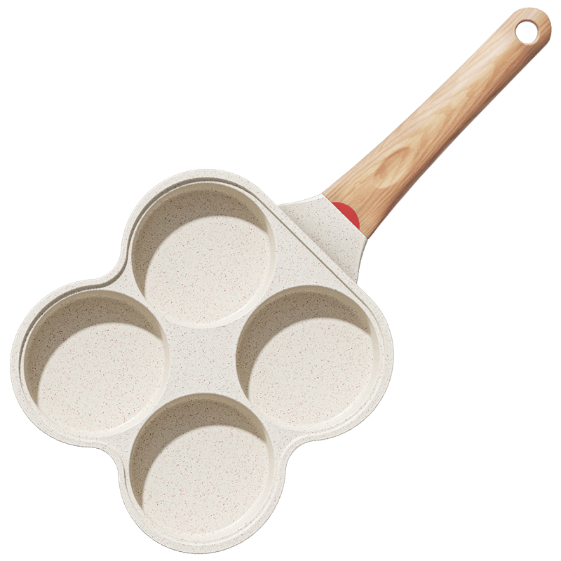 荣事达麦饭石色四孔煎蛋神器小平底锅小煎锅不粘锅多孔鸡蛋汉堡锅家用