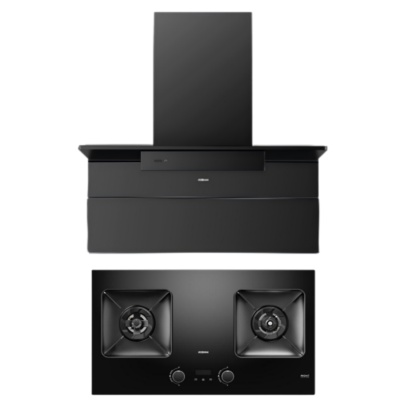 老板(Robam)小黑翼D2超薄顶侧双吸油烟机 28风量大吸力抽油烟机烟灶联动D2+51B0AS[定时+防干烧烟灶套装]