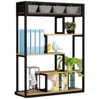 戴劲铁艺置物架绿植花架隔断收纳架书架办公室餐厅装饰架 四层长80cm