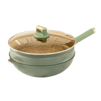 荣事达抹茶绿32cm不粘炒锅钛不粘通用炉灶家用炒菜锅少油烟