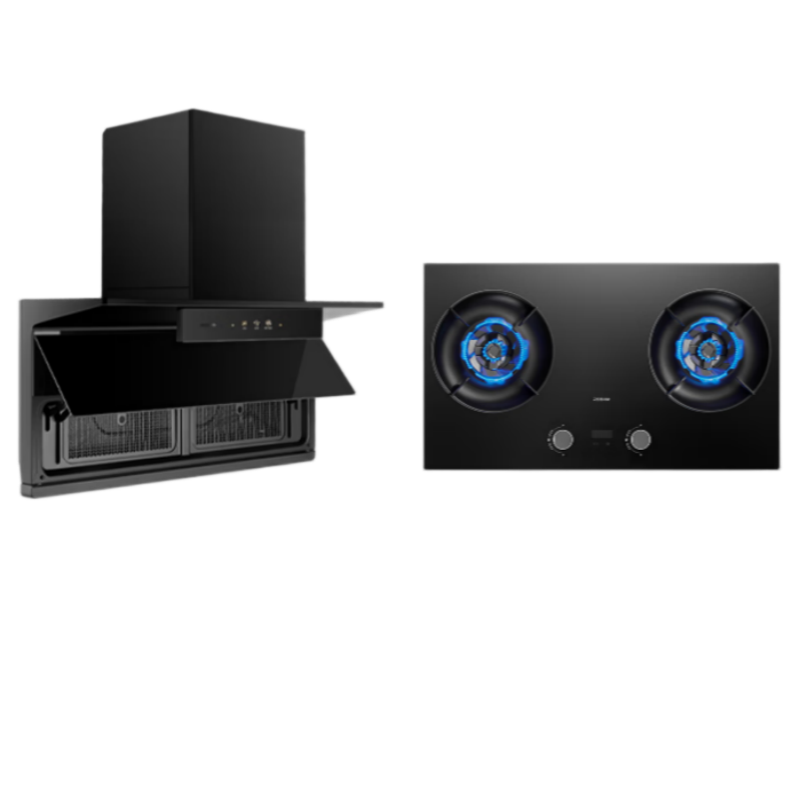 老板(Robam)小黑翼超薄顶侧双吸油烟机 28风量家用大吸力抽油烟机D2烟机+E2P灶具 烟灶炉灶套装 天然气