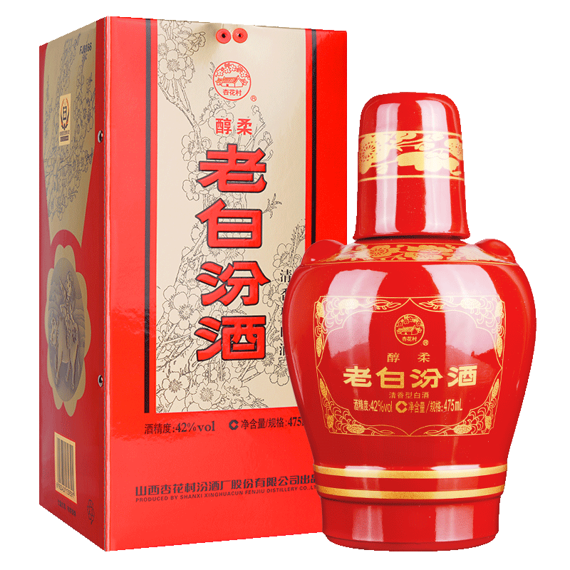 [官方正品]山西杏花村酒 42度醇柔老白汾酒 475mL*1瓶纯粮食酒