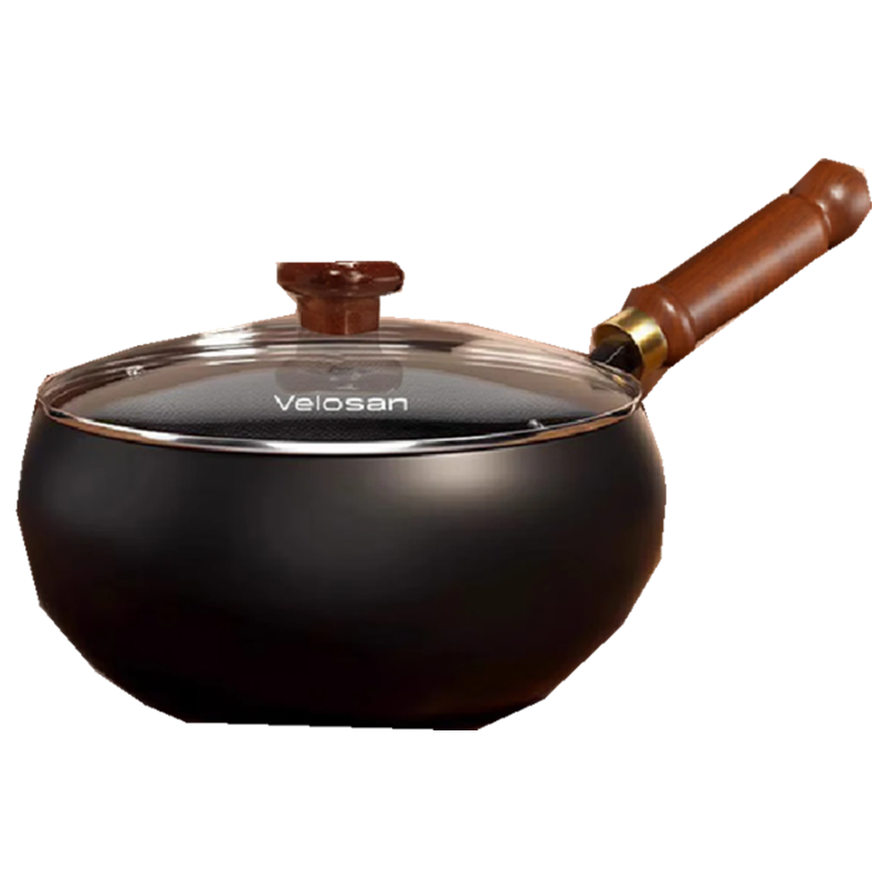 VELOSAN温仑山无涂层铁锅炒锅鹅卵石锻打大肚炒锅26cm VP-1FCG01