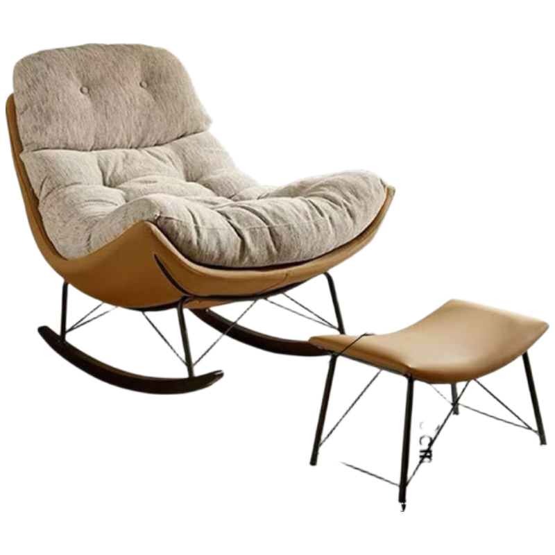 晋舰摇摇椅懒人沙发可躺可睡摇椅客厅阳台躺椅[咖色]棕色底坐+脚踏