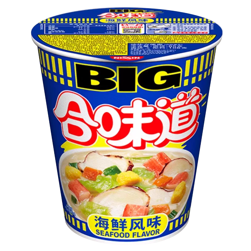 日清 BIG合味道方便面 海鲜风味 108g/杯 12杯装 杯面速食方便面网红泡面桶面