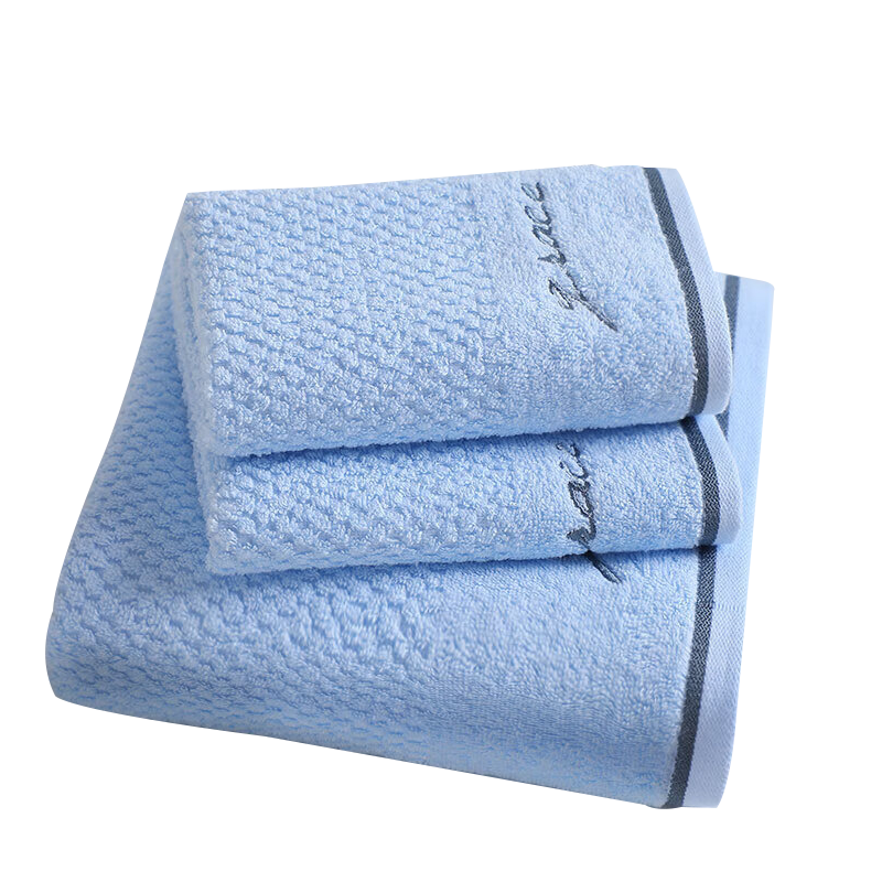洁丽雅毛浴巾组合装厚实饱满干爽透气细腻蓝色7254/7253