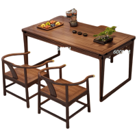 晋舰茶桌组合实木客厅家用简约小茶台新中式1米素茗梳子椅2皇冠椅边柜