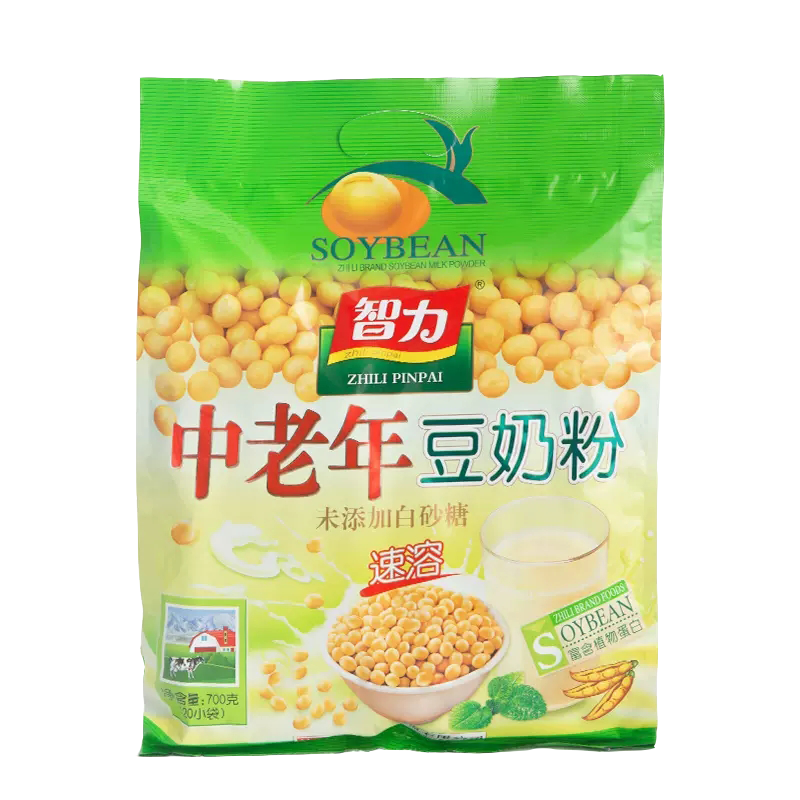 智力中老年豆奶粉720g无白砂糖老年人营养早餐非脱脂冲饮小袋装即食