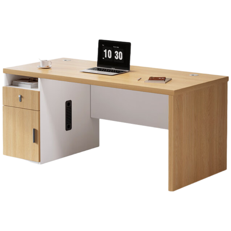 锦北职员办公桌单人位现代简约办公位员工桌椅组合 1.6米左侧柜