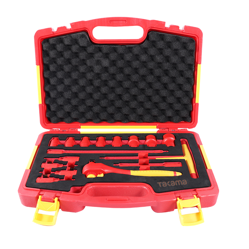高松takama成套绝缘耐高压工具电工绝缘套筒组套VDE耐压1000V工业级16件v802116/盒