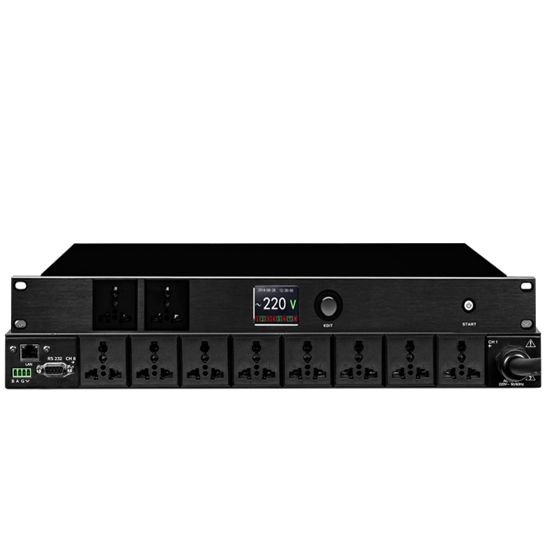 QN-SP108D 启诺QN-SP108D 8+2路智能电源时序器 带中控串口舞台插座顺序控制器 台