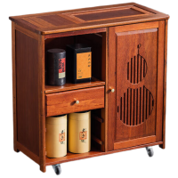 锦北实木移动茶水柜茶桌边柜泡茶台家用烧水壶一体边柜单门单抽带盖板