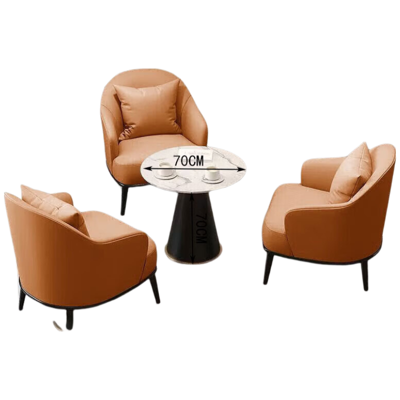 戴劲洽谈桌椅轻奢酒店会所接待区沙发椅简约休闲洽谈沙发一桌三椅橙色