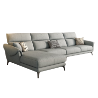 虔度极简北欧三人位转角沙发大户型客厅智能电动按摩多功能布艺沙发简约雅黑