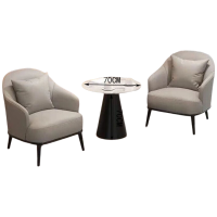 晋舰洽谈桌椅轻奢酒店会所接待区沙发椅简约休闲洽谈沙发一桌两椅灰色