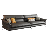 虔度现代简约皮质三人沙发大户型客厅家居头层牛皮高弹座垫耐脏易打理