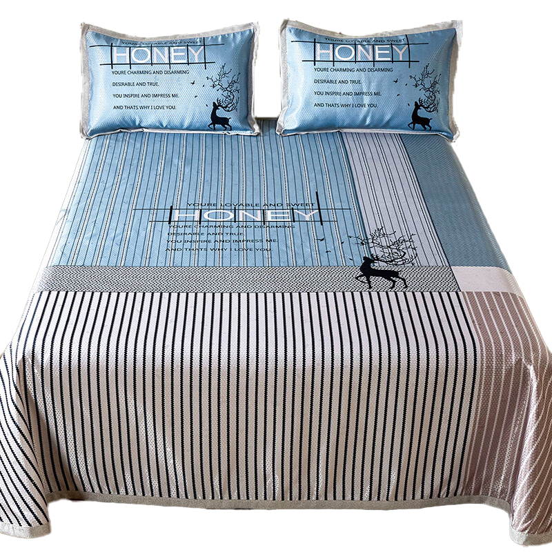 天琴凉席三件套245*250cm柔软舒适鹿鸣之语冰丝提花TQ-Q69