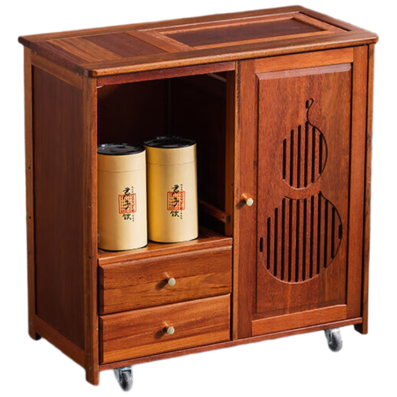 晋舰实木移动茶水柜茶桌边柜泡茶台家用烧水壶一体边柜单门双抽带盖板