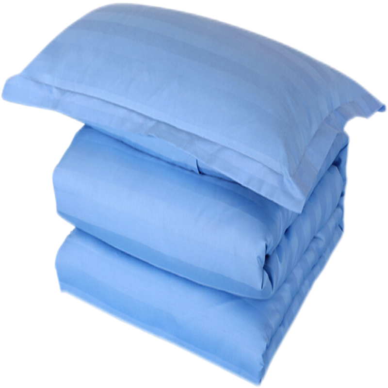 洛菲源 蓝色缎条床上用品三件套 (床单160*230cm被套160*225cm 枕套55*85cm) 套