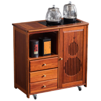戴劲实木移动茶水柜茶桌边柜泡茶台烧水壶一体边柜单门三抽煮茶电器