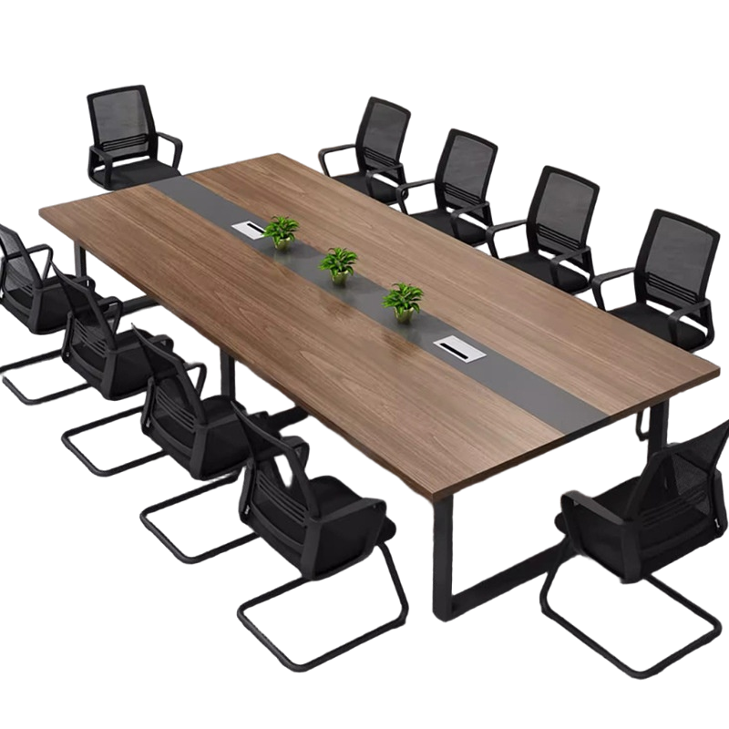 圣黎 办公家具 会议桌长桌会议室洽谈桌办公培训桌 2.2*1.1 配双插座 三腿 不含椅