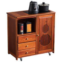 戴劲实木移动茶水柜茶桌边柜泡茶台烧水壶一体边柜单门三抽防烫电器