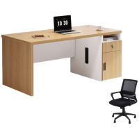 锦北职员办公桌单人位现代简约办公位员工桌椅组合 1.4米右侧柜+椅子