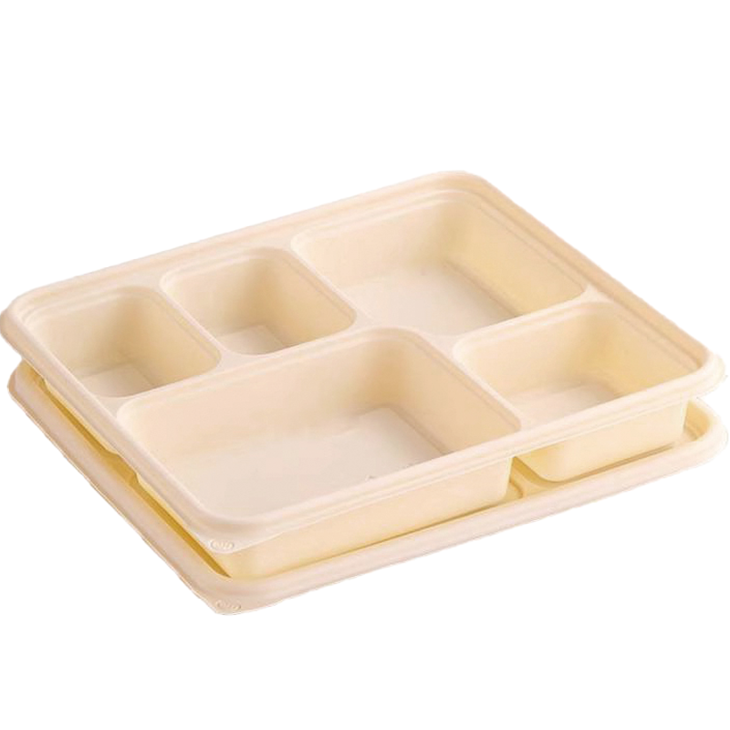老房太太 可降解一次性餐盒 五格 1300ml(200套整箱)可冷藏加热密封防漏打包盒 L265/箱